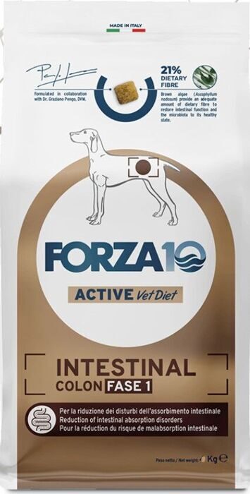 FORZA10 Active VETdiet Dog INTESTINAL COLON Fase-1 FISH вет.диета для собак всех пород для лечения колитов, экзокринной недостаточности поджелудочной железы РЫБА / Стадия-1 ИНТЕСТИНАЛ КОЛОН (4 кг)