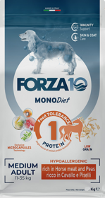 FORZA10 MonoDIET Adult MEDIUM Dog Horse / Peas (Cavallo / Piselli) гипоаллергенный монопротеиновый корм для взрослых собак Средних пород КОНИНА / ГОРОХ (1,5 кг)