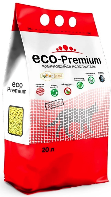 ECO-PREMIUM Clumping Cat Litter комкующийся древесный наполнитель для кошек РОМАШКА (5 л)