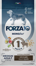 FORZA10 MonoDIET Adult MEDIUM Dog Lamb / Rice (Agnello / Riso) гипоаллергенный монопротеиновый корм для взрослых собак Средних пород ЯГНЕНОК / РИС (1,5 кг)