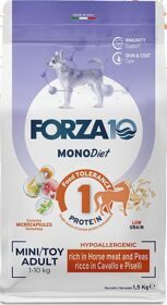 FORZA10 MonoDIET Adult MINI / TOY Dog Horse / Peas (Cavallo / Piselli) гипоаллергенный монопротеиновый корм для взрослых собак Мелких пород КОНИНА / ГОРОХ (1,5 кг)