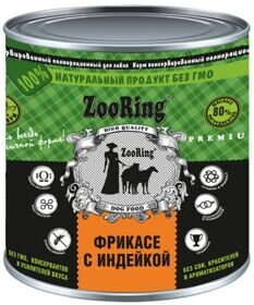 ZOORING Dog (Премиум) консервы для собак Паштет ИНДЕЙКА (Банка) 850гр х 1шт