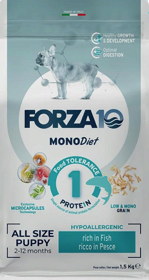 FORZA10 MonoDIET PUPPY ALL SIZE Fish / Rice (Pesce / Riso) гипоаллергенный монопротеиновый корм для Щенков Всех пород РЫБА / РИС (1.5 кг)